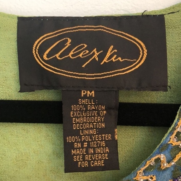 Alex Kim Beaded Embroidered Flow Sheer Top size PM - Picture 2 of 7